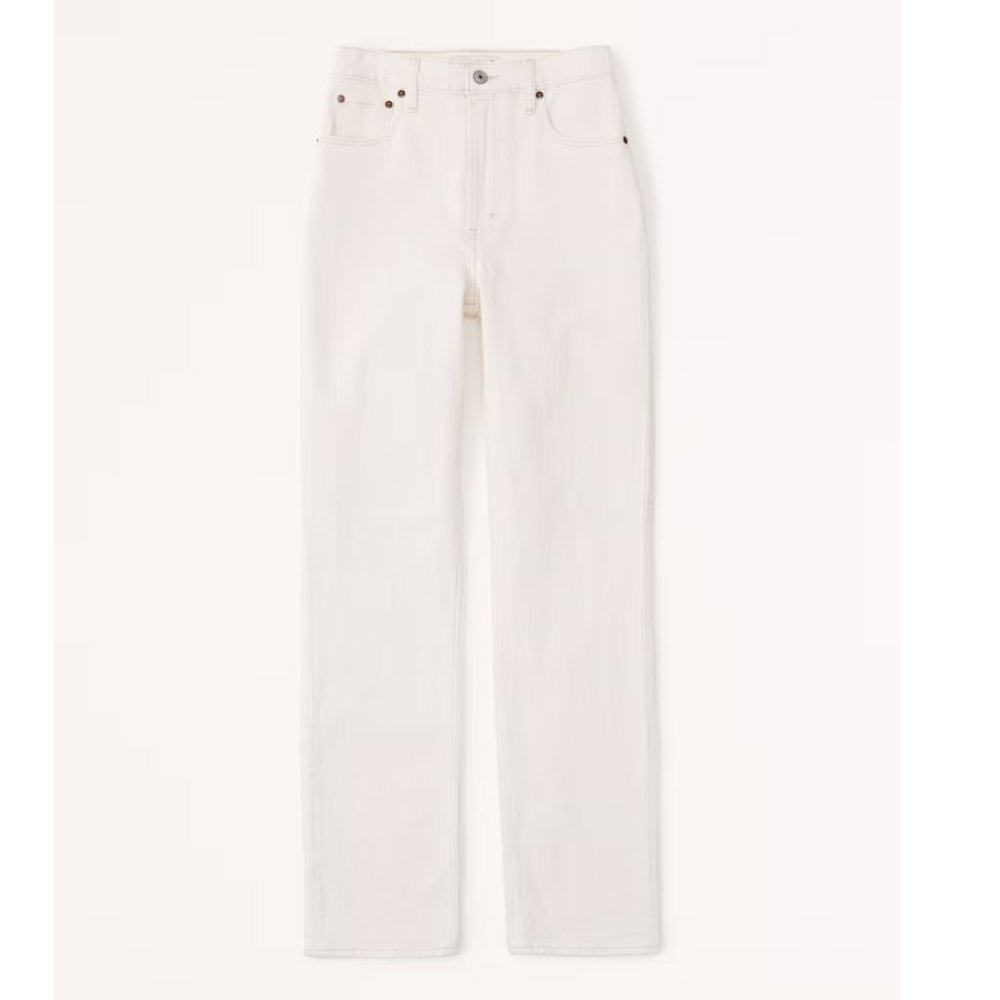 Abercrombie Ultra High Rise 90's Straight Jean in Cream 26L NWT